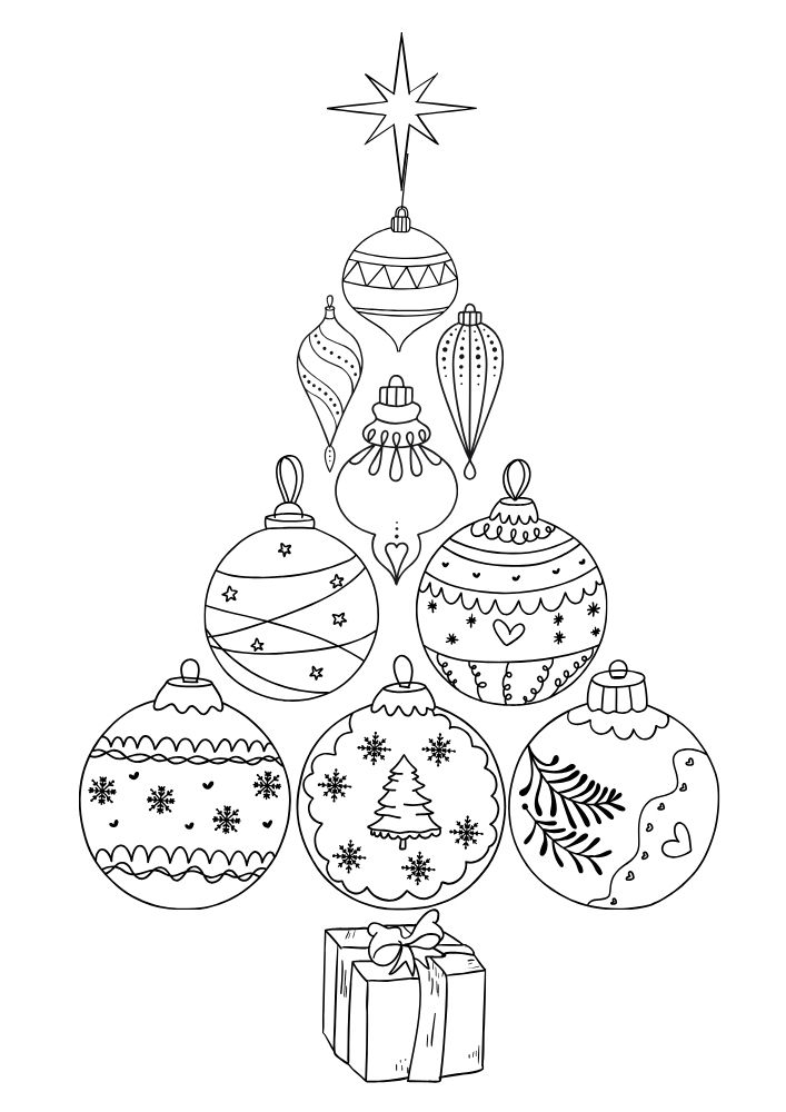 Free Printable Christmas Coloring Pages for Kids christmas ornaments tree present Colouring book