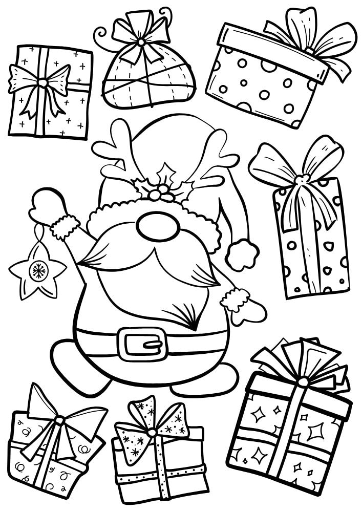 Free Printable Christmas Coloring Pages for Kids santa presents cute colouring book