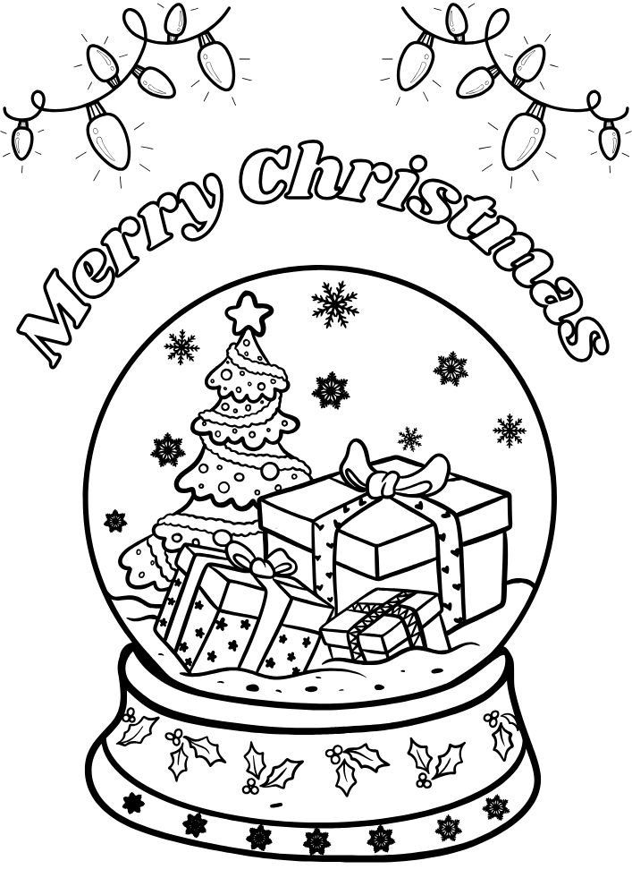 Free Printable Christmas Coloring Pages for Kids snow globe christmas tree merry christmas present colouring book