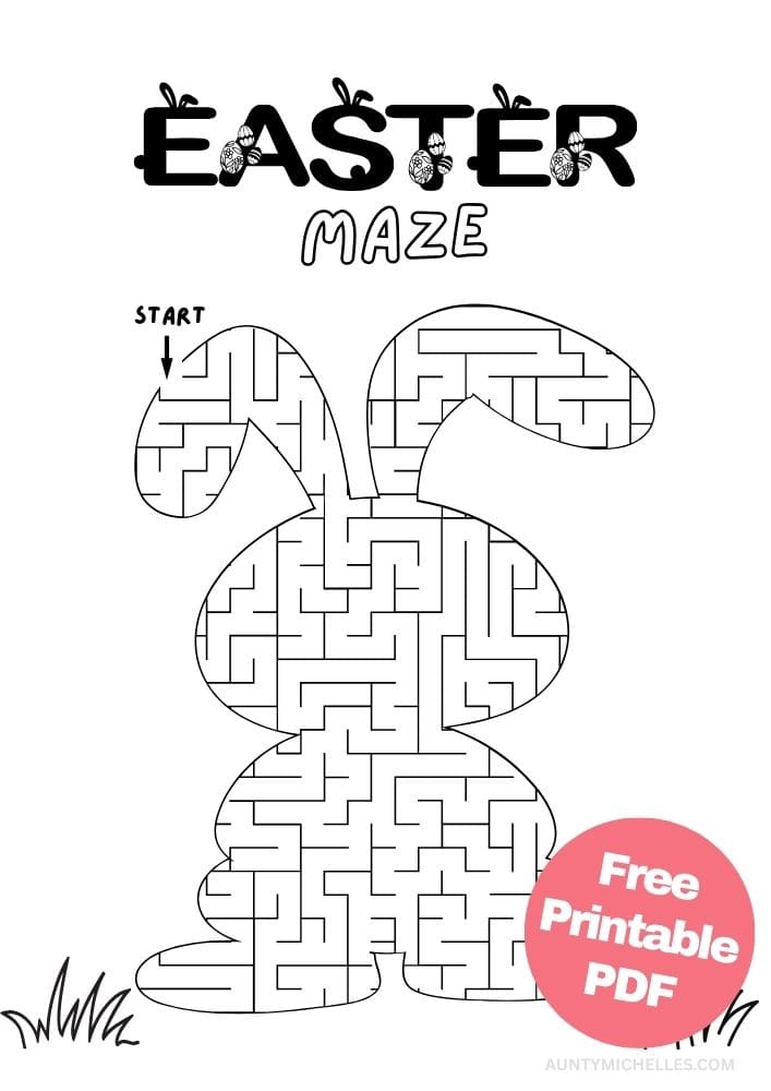 Free Easter Printable Activities for Kids Games Puzzles Fun Educational 4 easter themed bunny rabbit maze