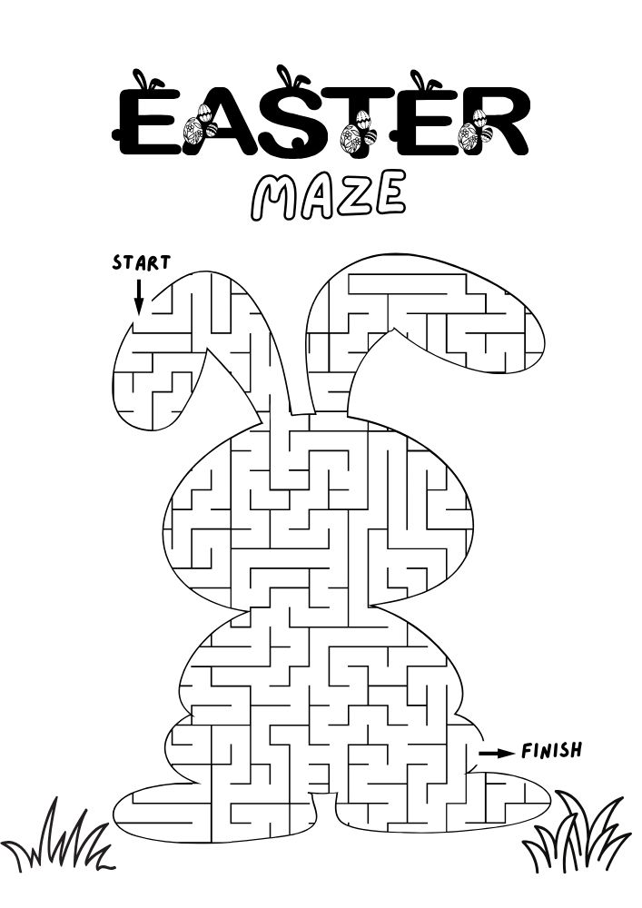 Free Easter Printable Activities for Kids Games Puzzles Fun Educational 4 easter themed bunny rabbit maze