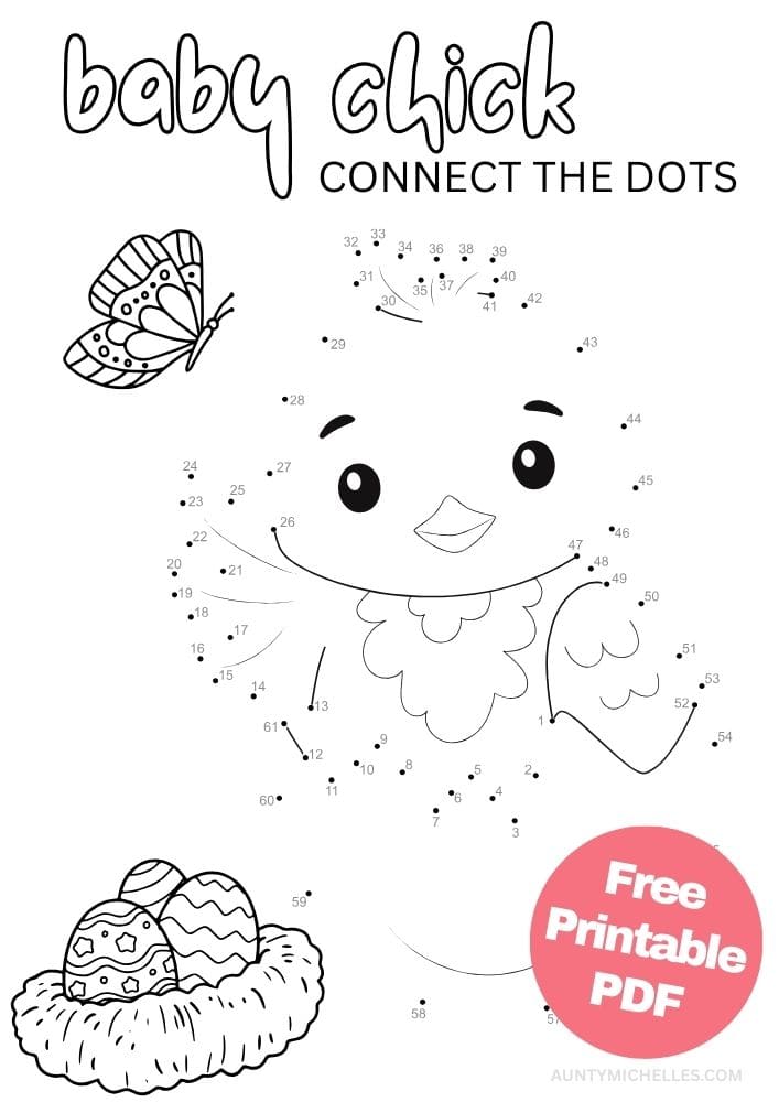 Free Easter Printable Activities for Kids Games Puzzles Fun Educational 8 easter themed back chick connect the dots dot to dot