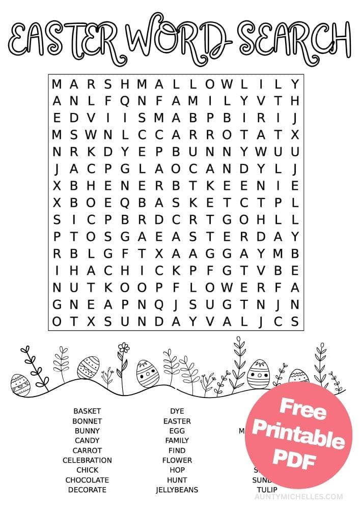 Free Easter Printable Activities for Kids Games Puzzles Fun Educational word search easter themed