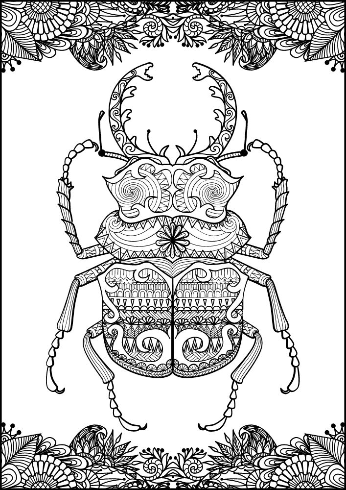 Free Insect Mandala Printable Coloring Pages for Adults Colouring Book Meditation Mindful Mindfulness Bug beetle flowers pincher animal