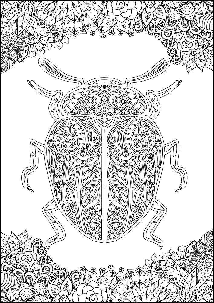 Free Insect Mandala Printable Coloring Pages for Adults Colouring Book Meditation Mindful Mindfulness Bug beetle flowers animal