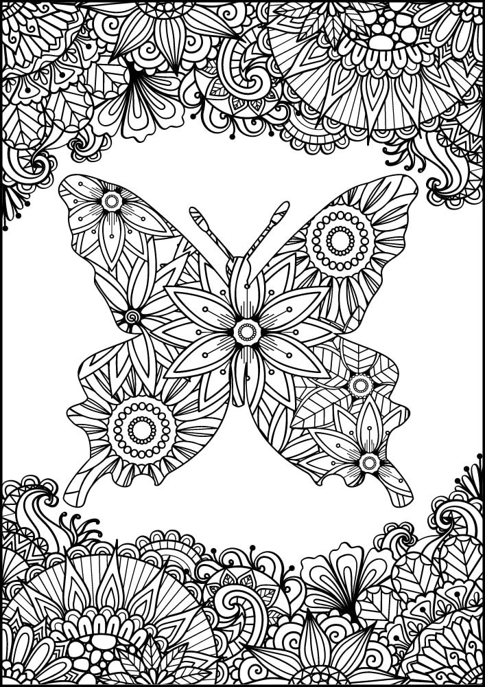 Free Insect Mandala Printable Coloring Pages for Adults Colouring Book Meditation Mindful Mindfulness Bug butterfly flowers geometric animal