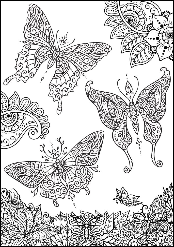 Free Insect Mandala Printable Coloring Pages for Adults Colouring Book Meditation Mindful Mindfulness Bug butterfly garden flowers animal