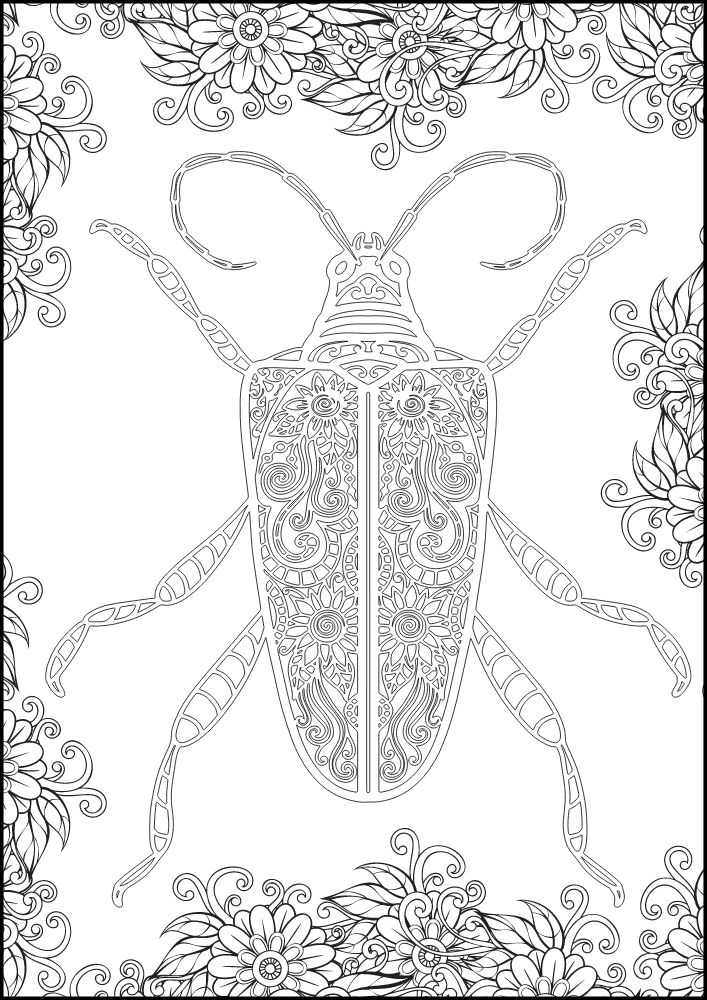 Free Insect Mandala Printable Coloring Pages for Adults Colouring Book Meditation Mindful Mindfulness Bug flowers beetle daisy animal