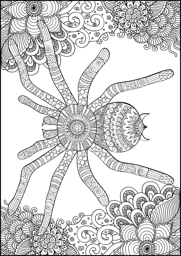 Free Insect Mandala Printable Coloring Pages for Adults Colouring Book Meditation Mindful Mindfulness Bug pretty spider flowers animal