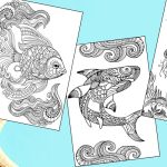 Free Ocean Animals Coloring Pages for Adults Feature