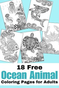 Free Ocean Animals Coloring Pages for Adults Pinterest Pin