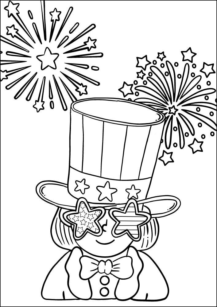 Free Printable 4th of July Coloring Pages for Kids Coloring Sheets Colouring Book PDF Download Independence Day USA America United States Uncle Same Fireworks