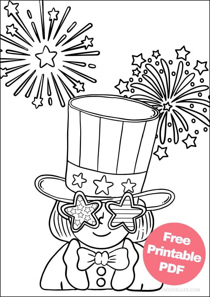 Free Printable 4th of July Coloring Pages for Kids Coloring Sheets Colouring Book PDF Download Independence Day USA America United States Uncle Same Fireworks.jpg
