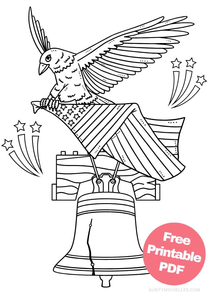 Free Printable 4th of July Coloring Pages for Kids Coloring Sheets Colouring Book PDF Download Independence Day USA America United States eagle flag liberty bell freedom