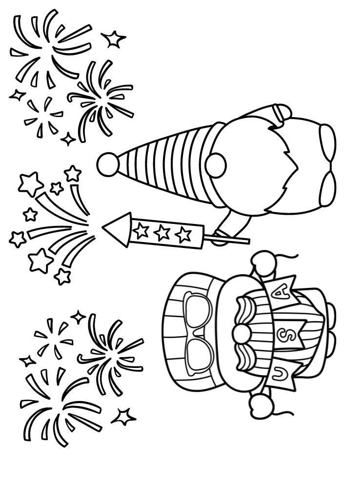 Free Printable 4th of July Coloring Pages for Kids Coloring Sheets Colouring Book PDF Download Independence Day USA America United States gnome firework stripes