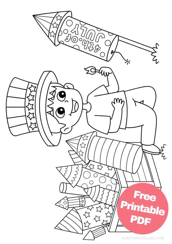 Free Printable 4th of July Coloring Pages for Kids Coloring Sheets Colouring Book PDF Download Independence Day USA America United States kid fireworks stars stripes.jpg