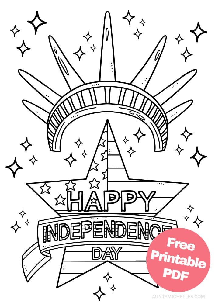 Free Printable 4th of July Coloring Pages for Kids Coloring Sheets Colouring Book PDF Download Independence Day USA America United States liberty crown star flag