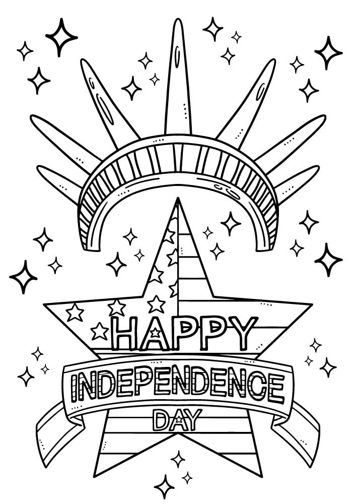 Free Printable 4th of July Coloring Pages for Kids Coloring Sheets Colouring Book PDF Download Independence Day USA America United States liberty crown star flag