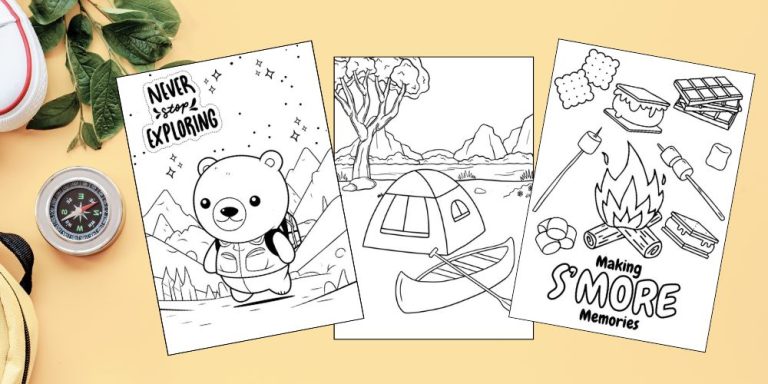 Free Printable Camping Coloring Pages for Kids Feature