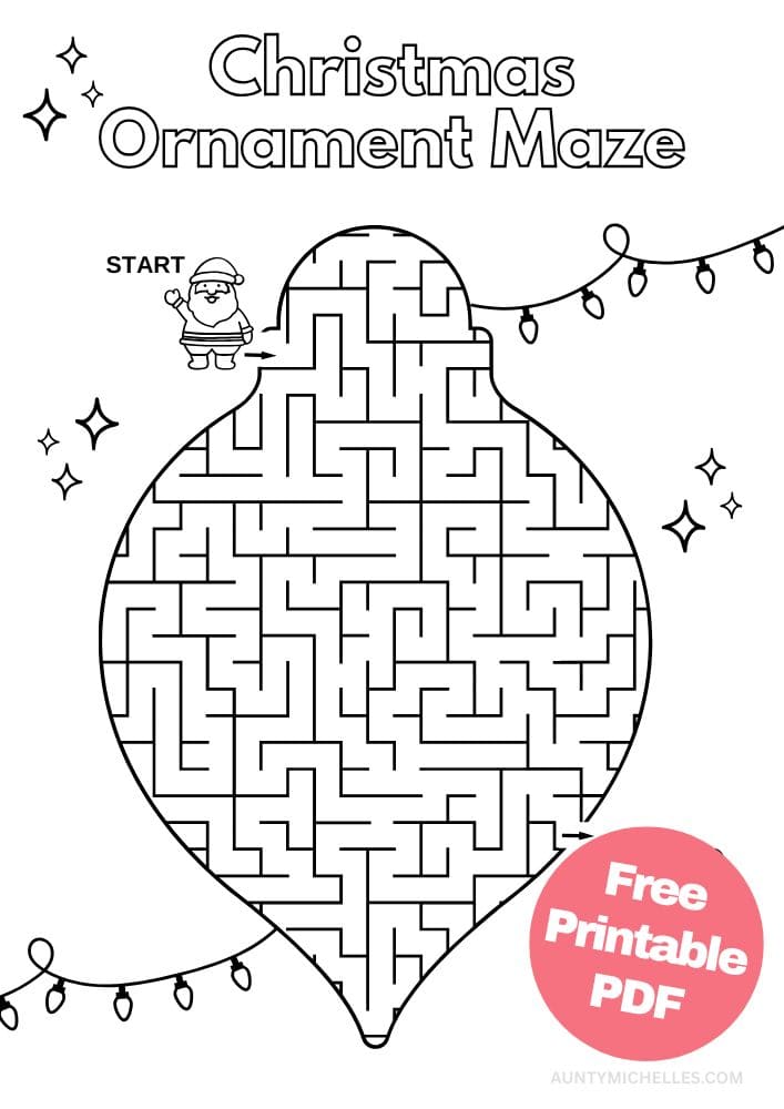 Free Printable Christmas Activities for Kids christmas ornament maze puzzle game