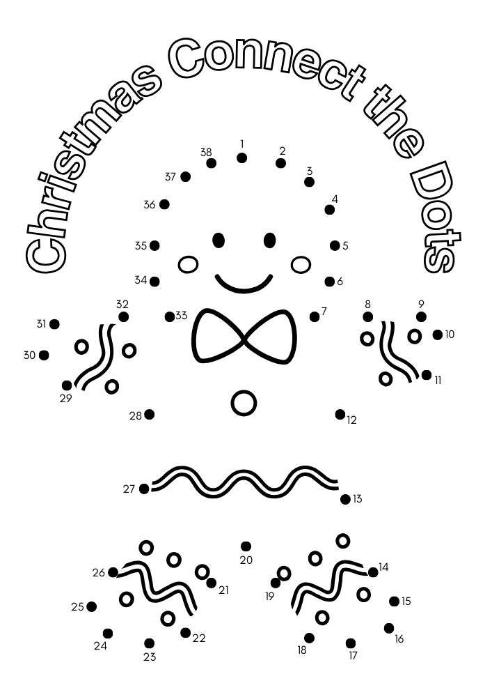 Free Printable Christmas Activities for Kids game connect the dots gingerbread man