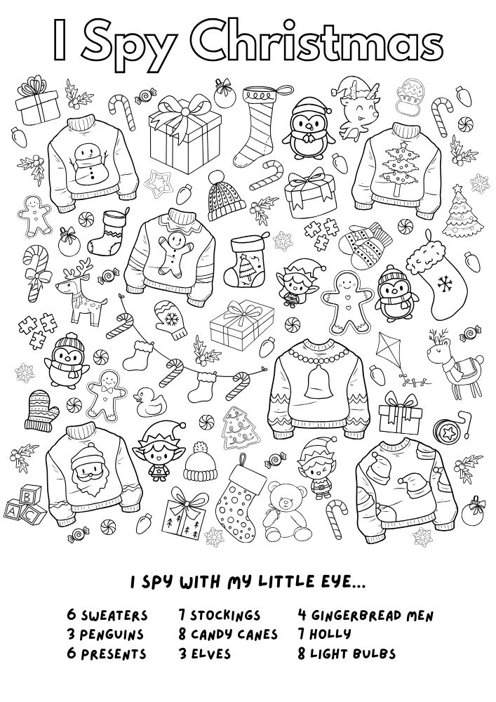 Free Printable Christmas Activities for Kids game puzzle I spy