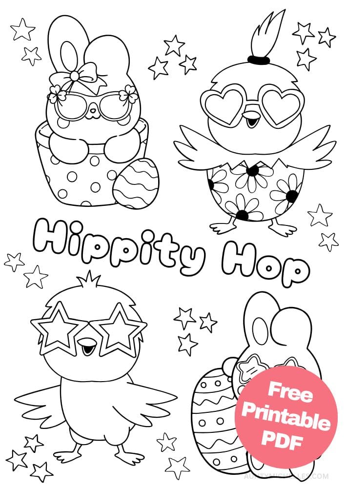 Free Printable Easter Coloring Pages for Kids colouring book sheets pdf printables chick bunny eggs stars 8