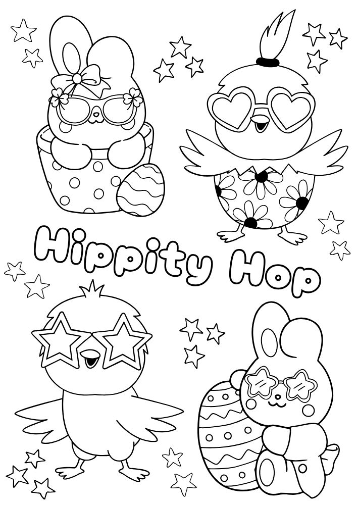 Free Printable Easter Coloring Pages for Kids colouring book sheets pdf printables chick bunny eggs stars 8