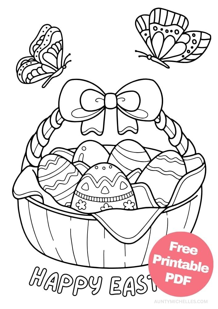 Free Printable Easter Coloring Pages for Kids colouring book sheets pdf printables easter egg basket butterfly happy easter decorating 12