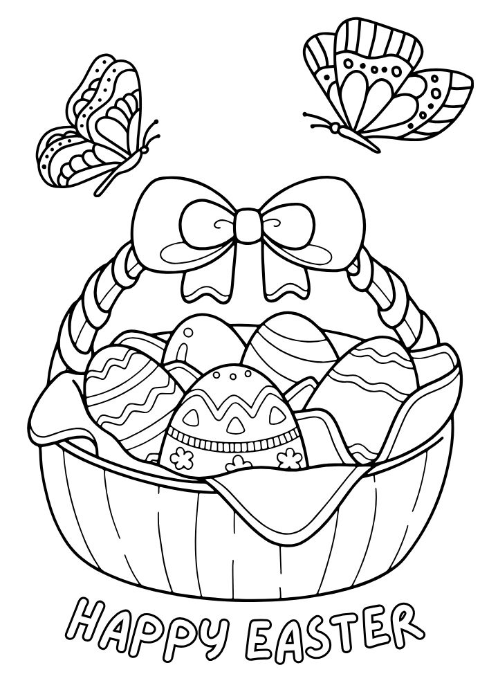 Free Printable Easter Coloring Pages for Kids colouring book sheets pdf printables easter egg basket butterfly happy easter decorating 12