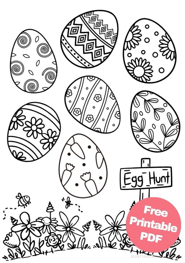 Free Printable Easter Coloring Pages for Kids colouring book sheets pdf printables eggs egg hunt decorating flowers stripes 1