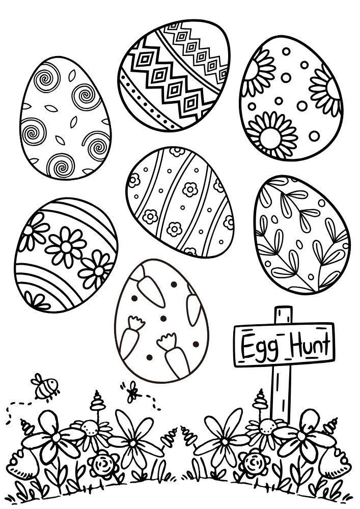 Free Printable Easter Coloring Pages for Kids colouring book sheets pdf printables eggs egg hunt decorating flowers stripes 1