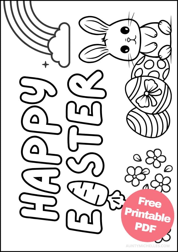 Free Printable Easter Coloring Pages for Kids colouring book sheets pdf printables happy easter bunny eggs flowers carrot rainbow 6