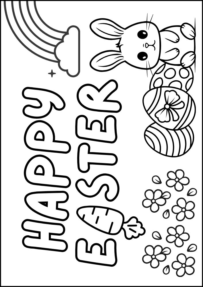 Free Printable Easter Coloring Pages for Kids colouring book sheets pdf printables happy easter bunny eggs flowers carrot rainbow 6