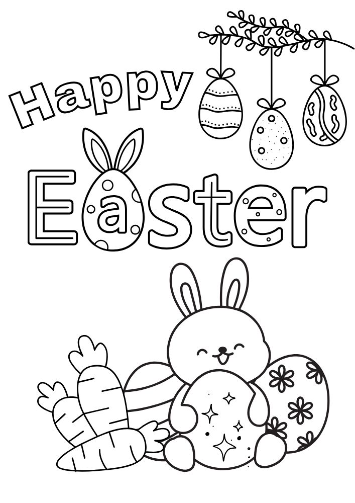 Free Printable Easter Coloring Pages for Kids colouring book sheets pdf printables happy easter eggs bunny carrot 18