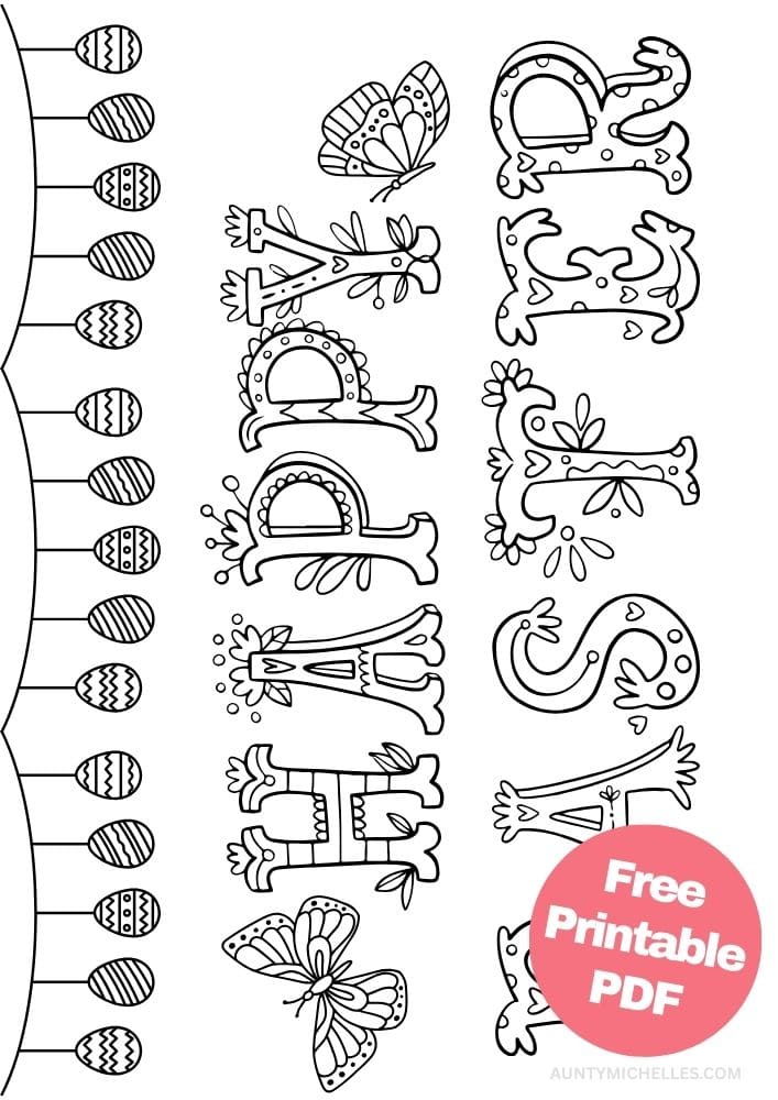 Free Printable Easter Coloring Pages for Kids colouring book sheets pdf printables happy easter eggs garland 5