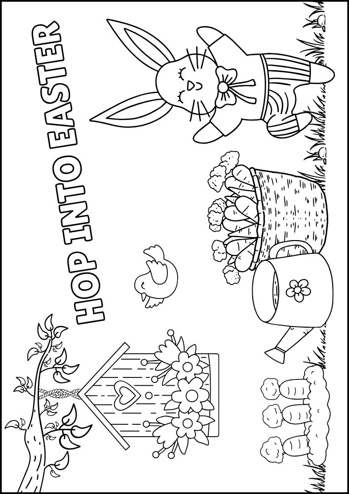 Free Printable Easter Coloring Pages for Kids colouring book sheets pdf printables hop into easter birdhouse carrot garden easter bunny peter rabbit 10