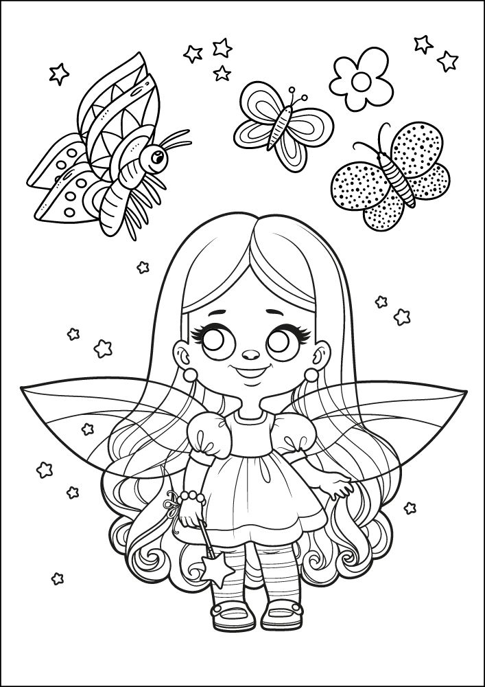 Free Printable Fairy Coloring Pages Colouring Book sheets adult kids download pdf printables cute butterfly baby 19 sprite pixie nymph