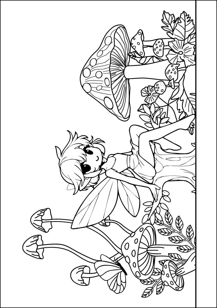 Free Printable Fairy Coloring Pages Colouring Book sheets adult kids download pdf printables mushroom 11 sprite pixie nymph