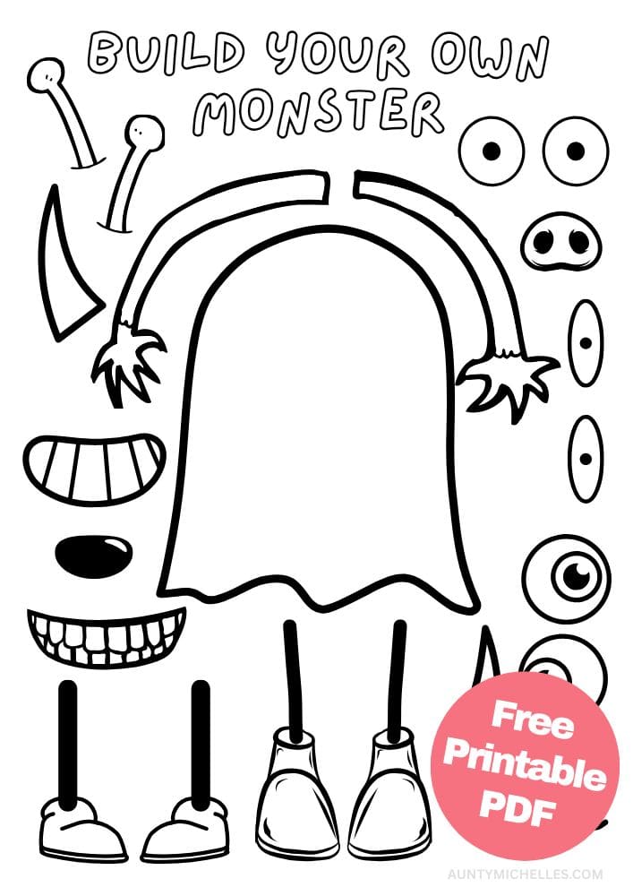 Build your own monster cut out Halloween activity for kids