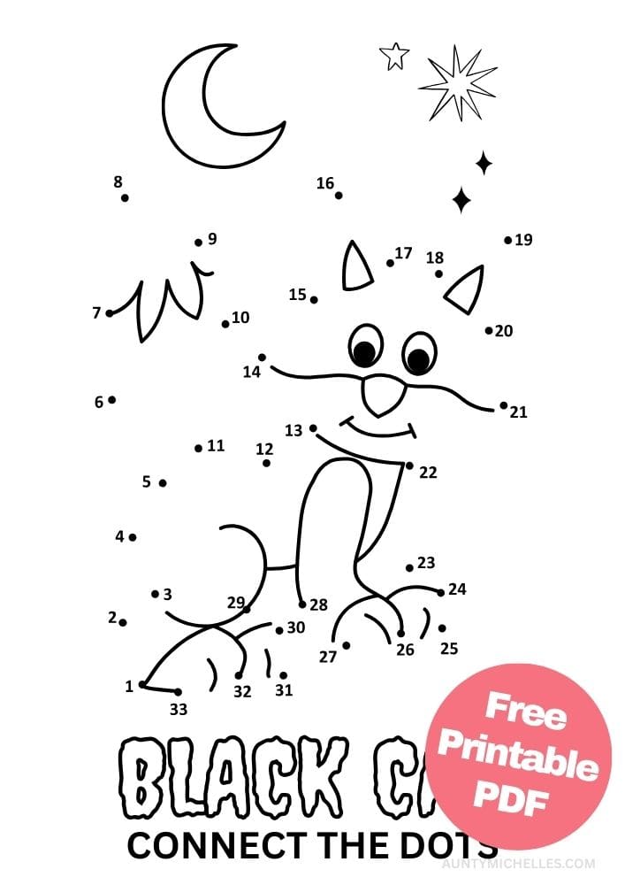 Halloween Black Cat Connect the Dots or Dot to Dot for kids