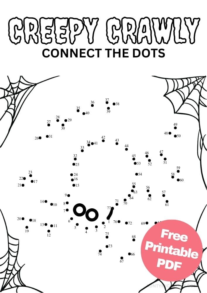 Halloween Spider Connect the Dots or Dot to Dot for kids