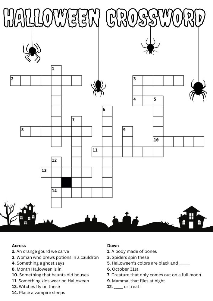 Free Printable Halloween Activities for Kids Games Puzzles Problem Solving Crossword