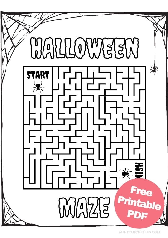 Halloween spider maze for kids