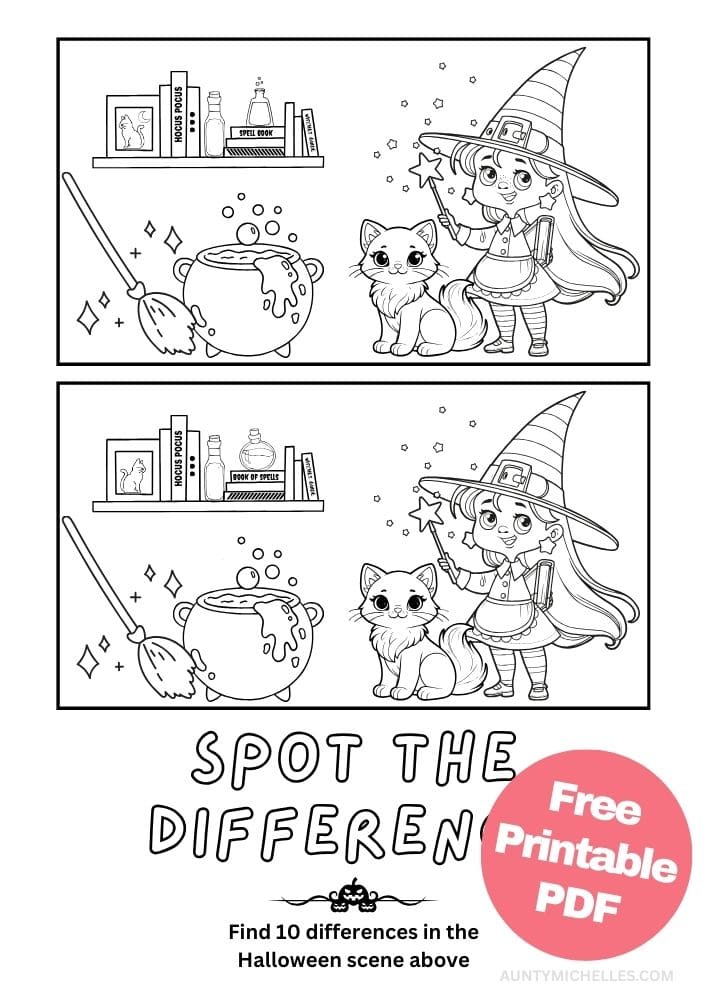 Free Printable Halloween Activities for Kids Spot the Difference