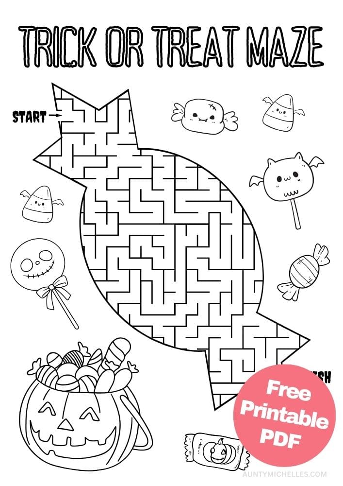Halloween trick or treat candy maze for kids
