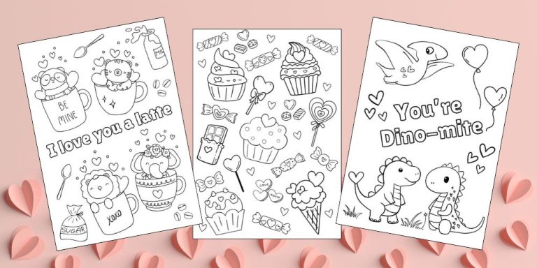 Free Valentine's Day Printable Coloring Pages for Kids Feature