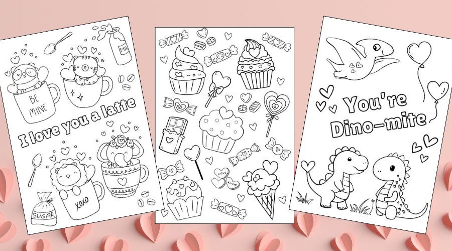 Free Valentine's Day Printable Coloring Pages for Kids Feature