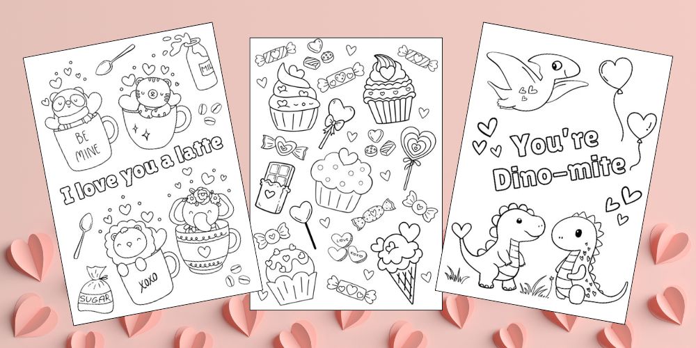 Free Valentine's Day Printable Coloring Pages for Kids Feature