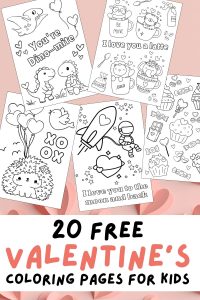 Free Valentine's Day Printable Coloring Pages for Kids Pinterest Pin